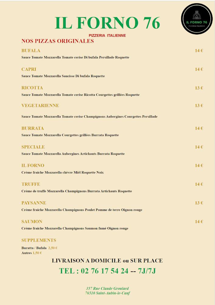 Pizza IL FORNO 76 - Scan Menu 1