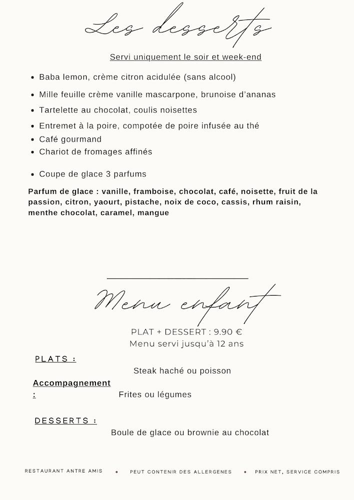 Restaurant Antre Amis - Scan Menu 2