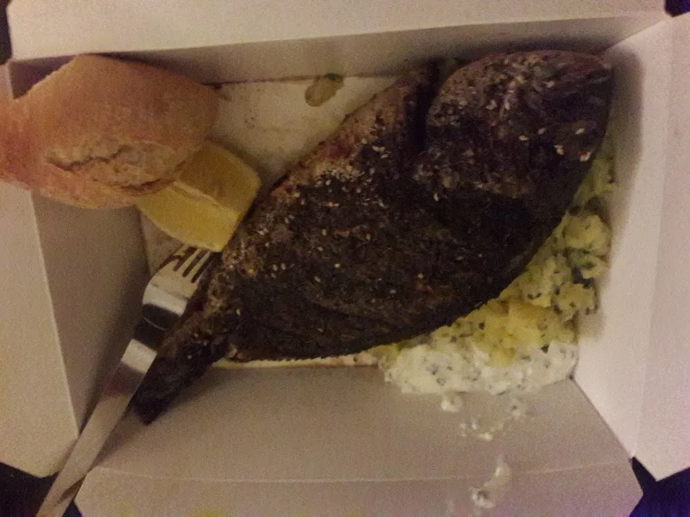 Grill Sea Bass and Mashed Potatoes