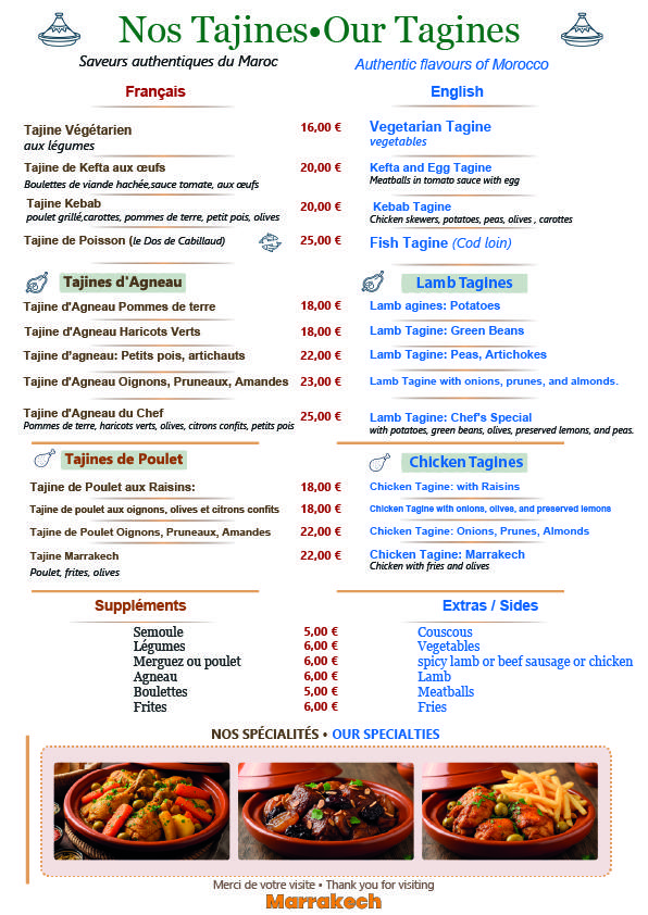 Restaurant Bar Marrakech - Scan Menu 2