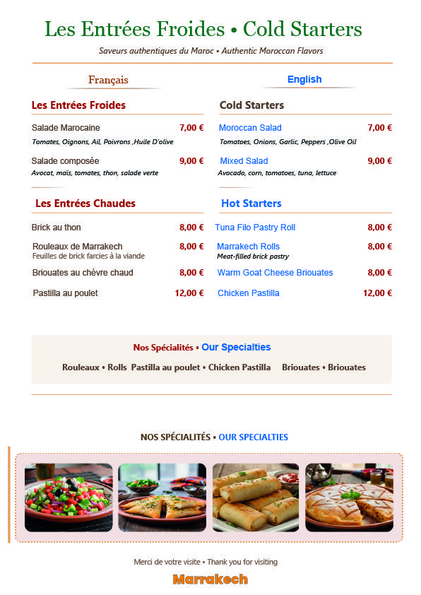 Restaurant Bar Marrakech - Scan Menu 3