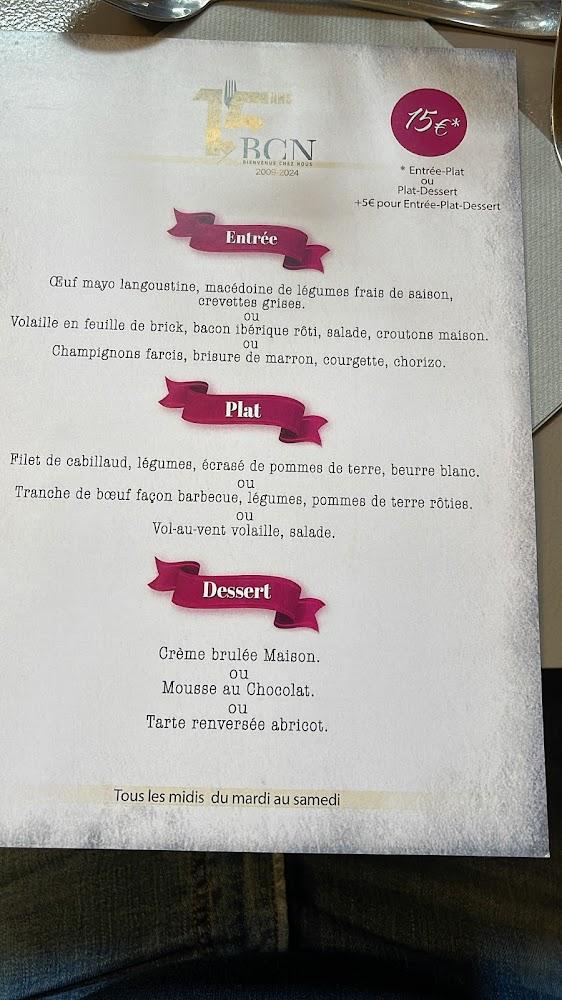Restaurant Bienvenue Chez Nous - Scan Menu 1