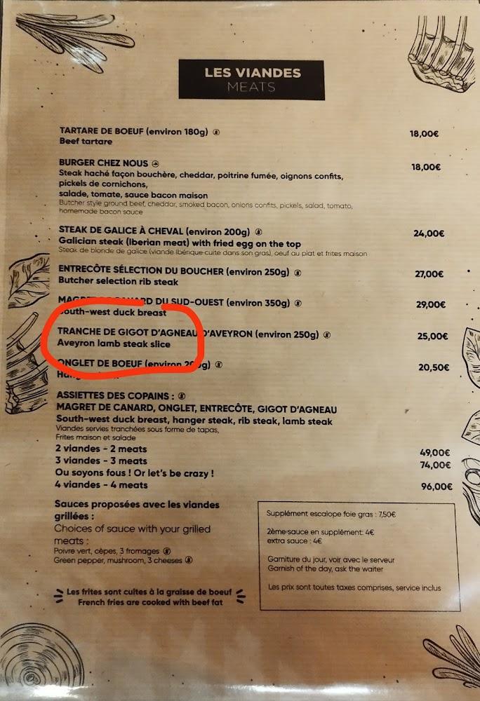 Restaurant Bienvenue Chez Nous - Scan Menu 2