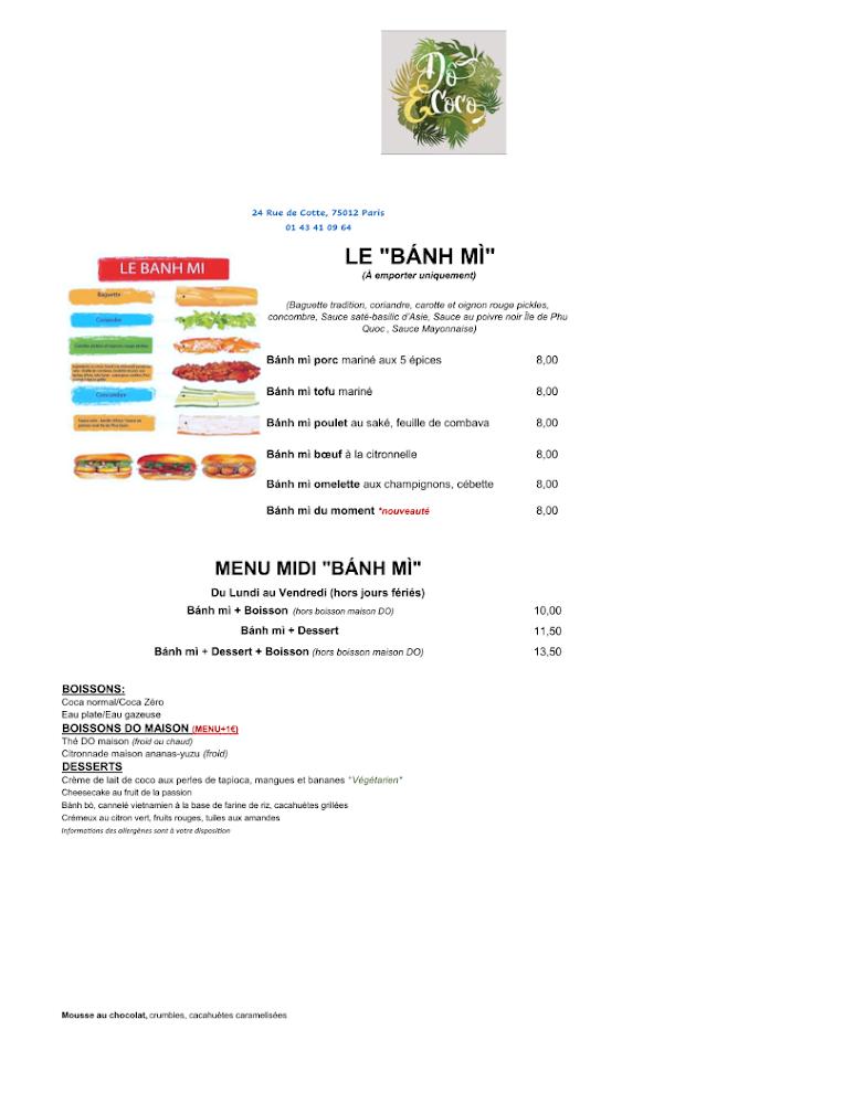 Restaurant Dô Et Coco - Scan Menu 1