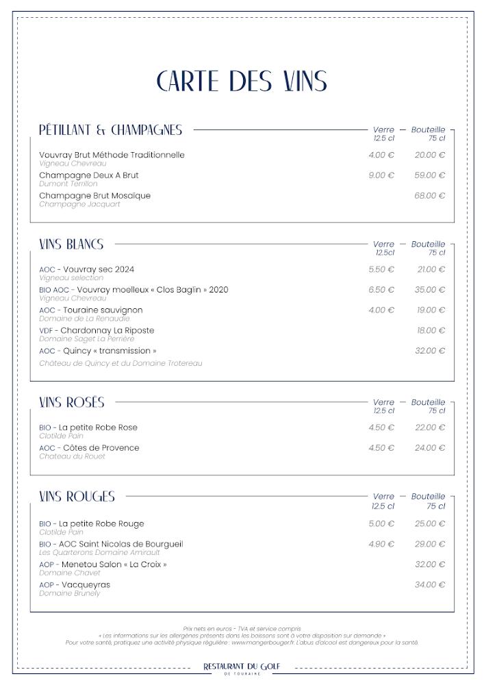 Restaurant du Golf de Touraine - Scan Menu 3