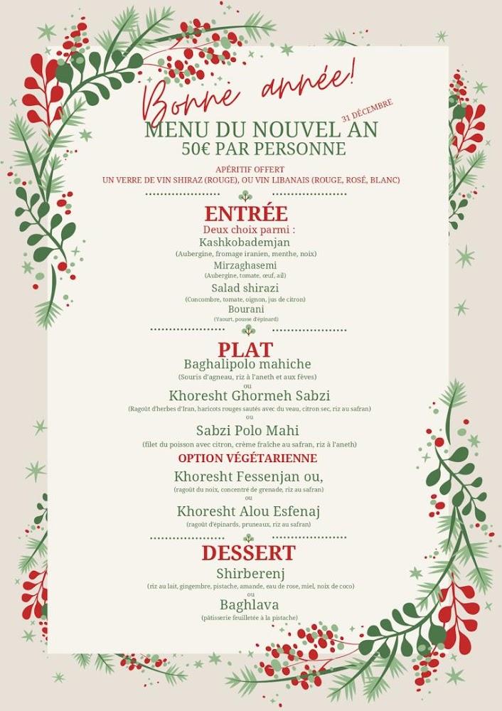 Restaurant Iranien Le Palais de la Perse - Scan Menu 1