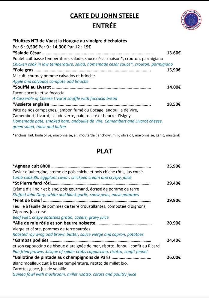 Restaurant John Steele - Sainte Mère Église - Scan Menu 2
