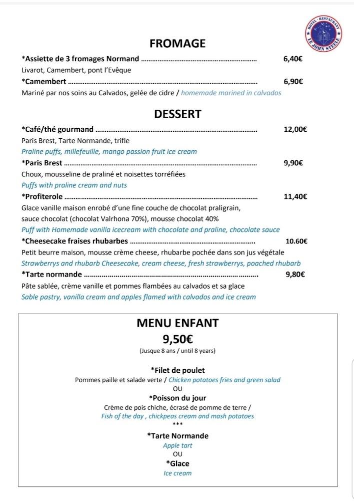 Restaurant John Steele - Sainte Mère Église - Scan Menu 3