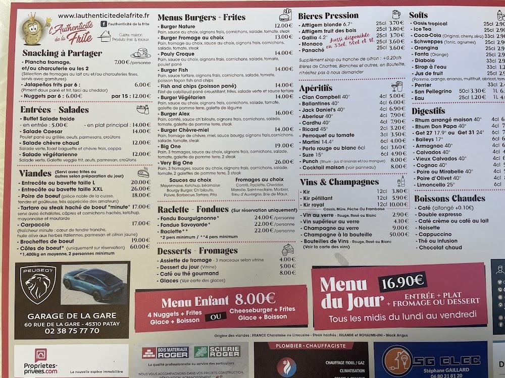 Restaurant L’authenticité de la Frite - Scan Menu 2