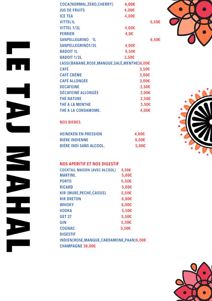 Restaurant le Taj-Mahal Lorient - Scan Menu 2