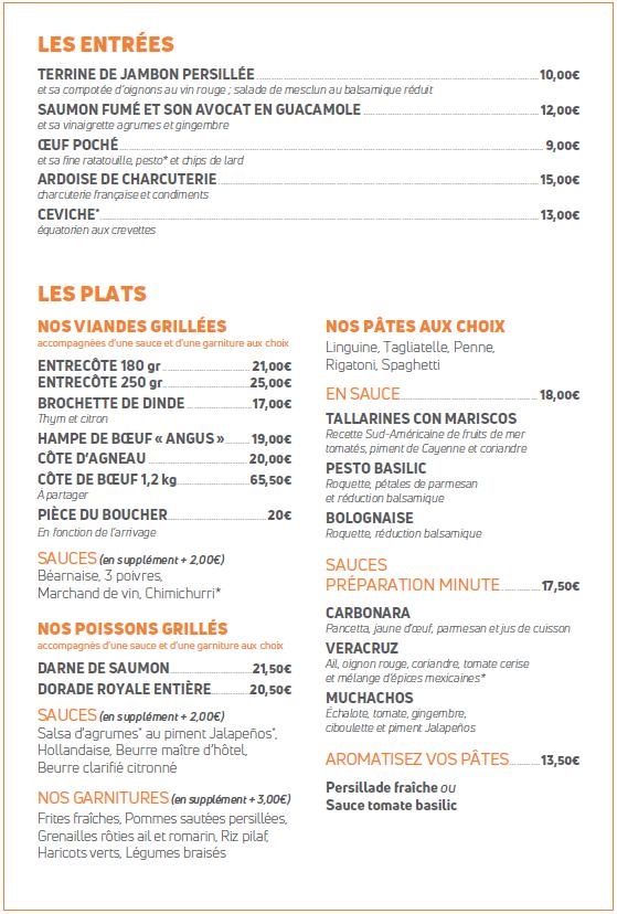 Restaurant Le Veracruz - Les Rivages de Beauval - Scan Menu 1