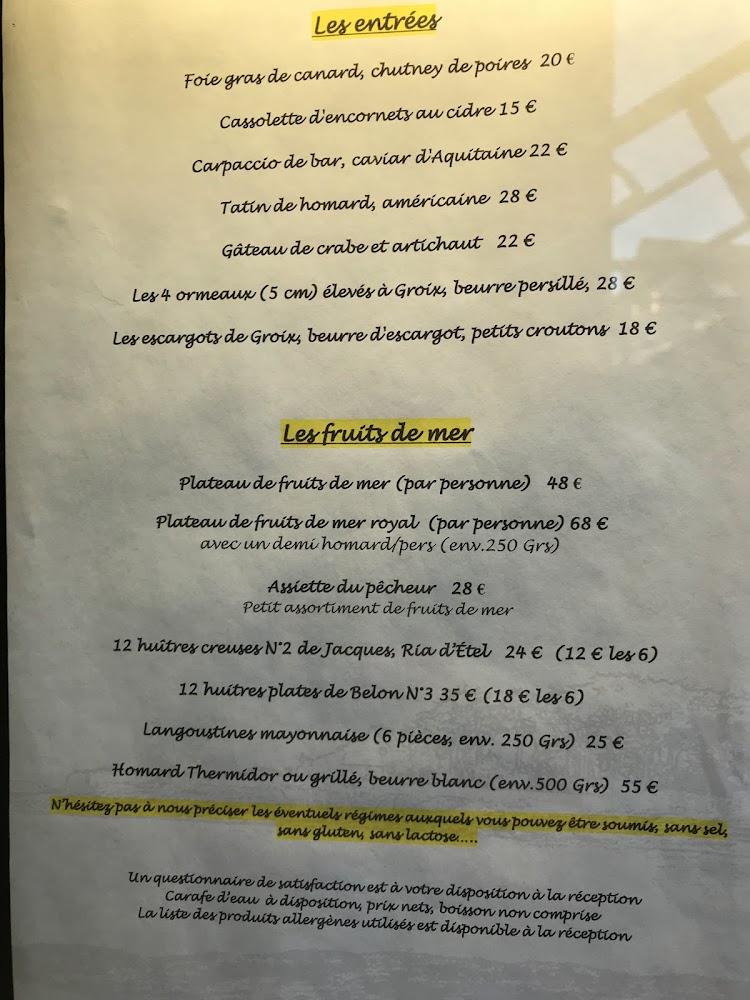 Restaurant Le Vivier Lomener - Scan Menu 3