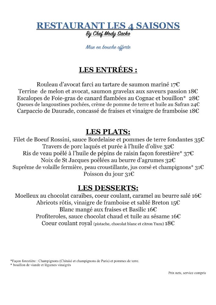 Restaurant Les quatre saisons - Scan Menu 1