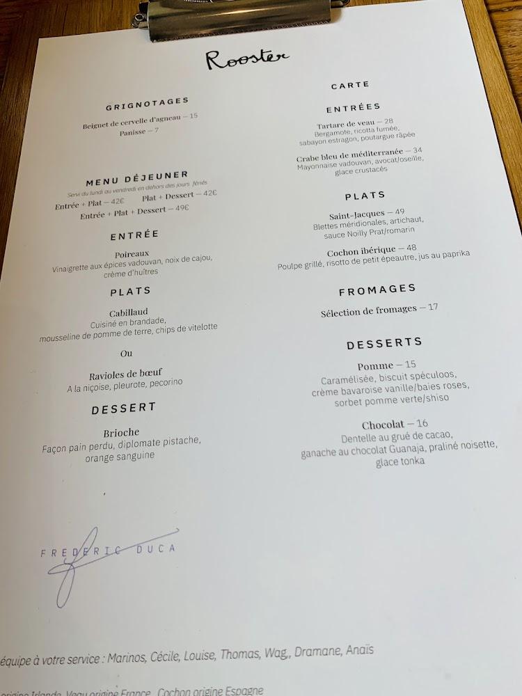 ROOSTER PAR FRÉDÉRIC DUCA - Scan Menu 3