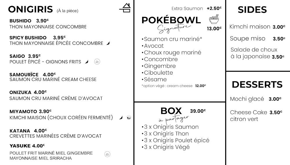 SAMOURÏCE onigiri Paris - Scan Menu 1