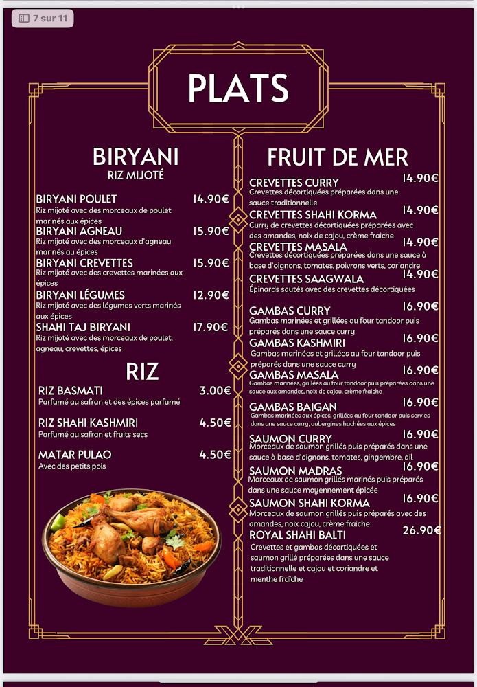 TAJ MAHAL RESTAURANT INDIEN - Scan Menu 2