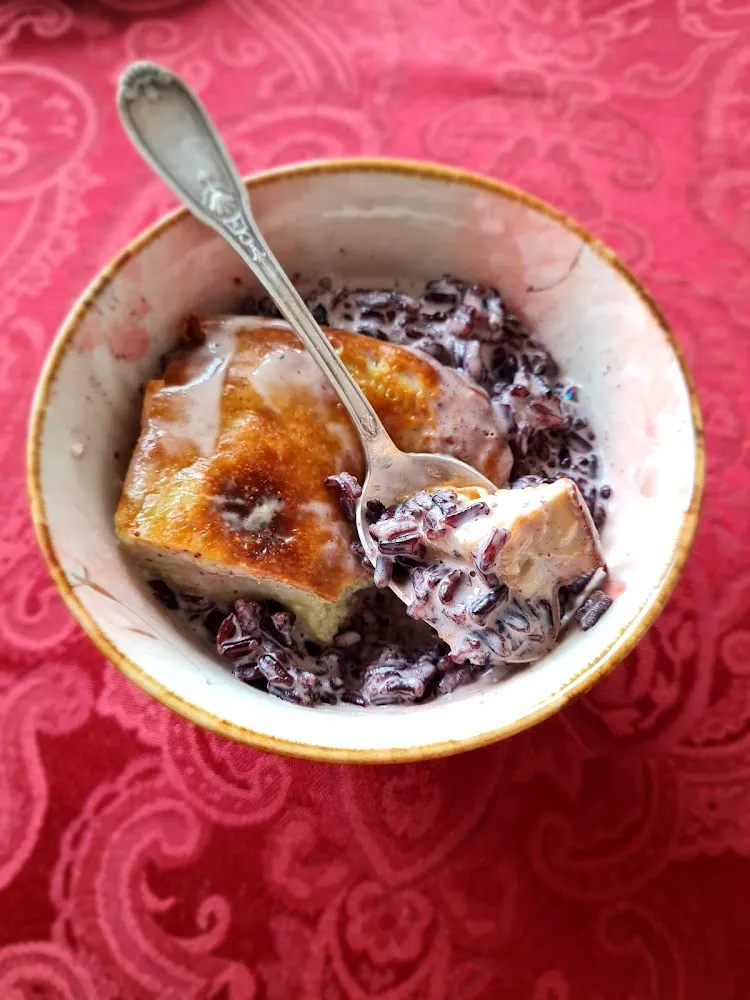 Riz Noir Gluant Et Flan Coco