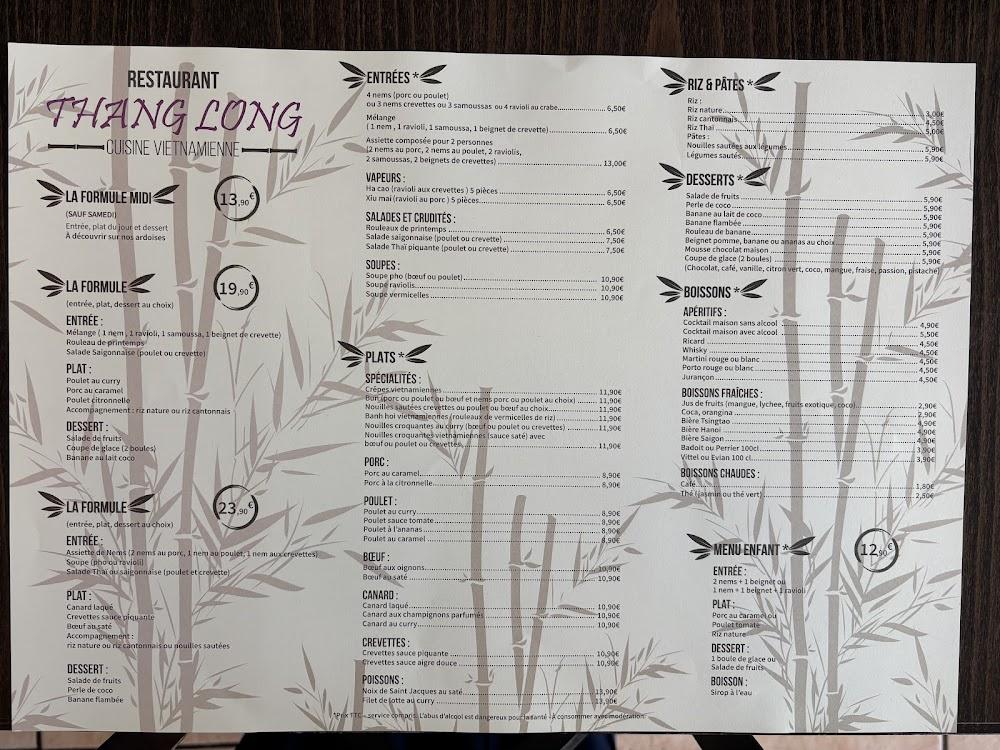 Thang Long Restaurant - Scan Menu 1
