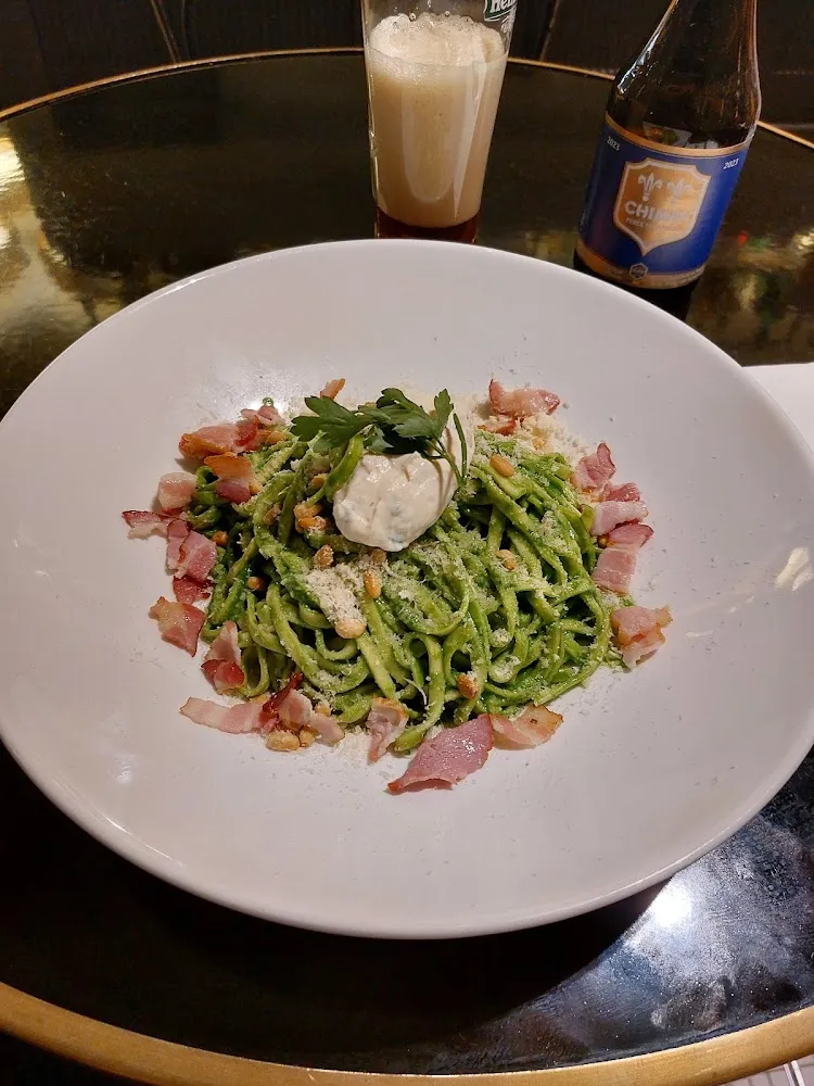 Taglierini Pasta With Ricotta Cream And Bacon