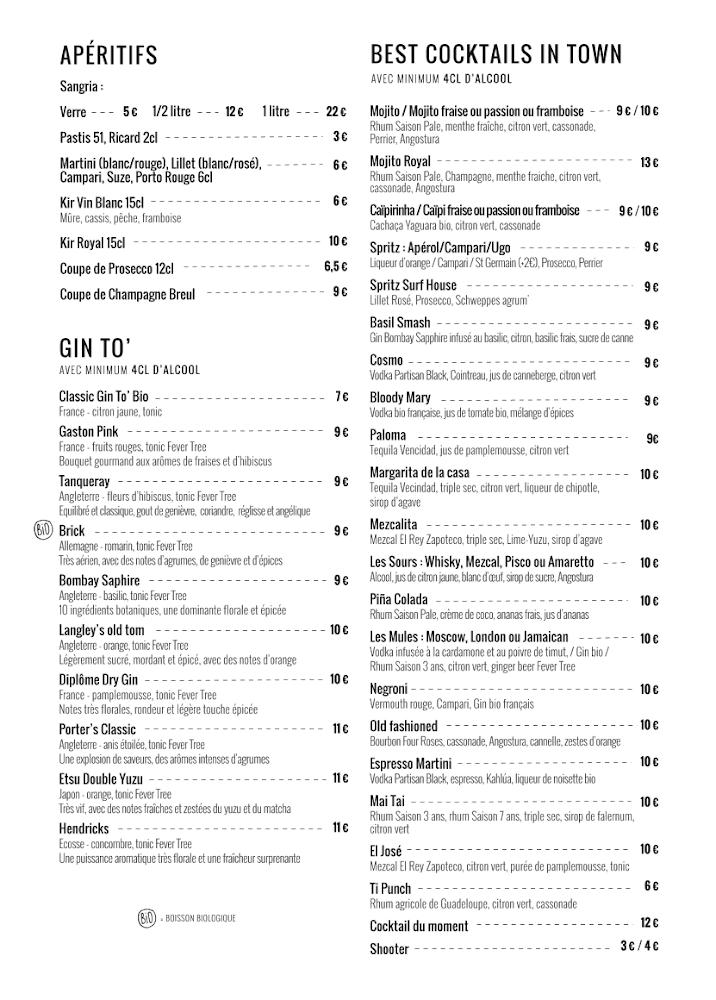 The Surf House - Scan Menu 1