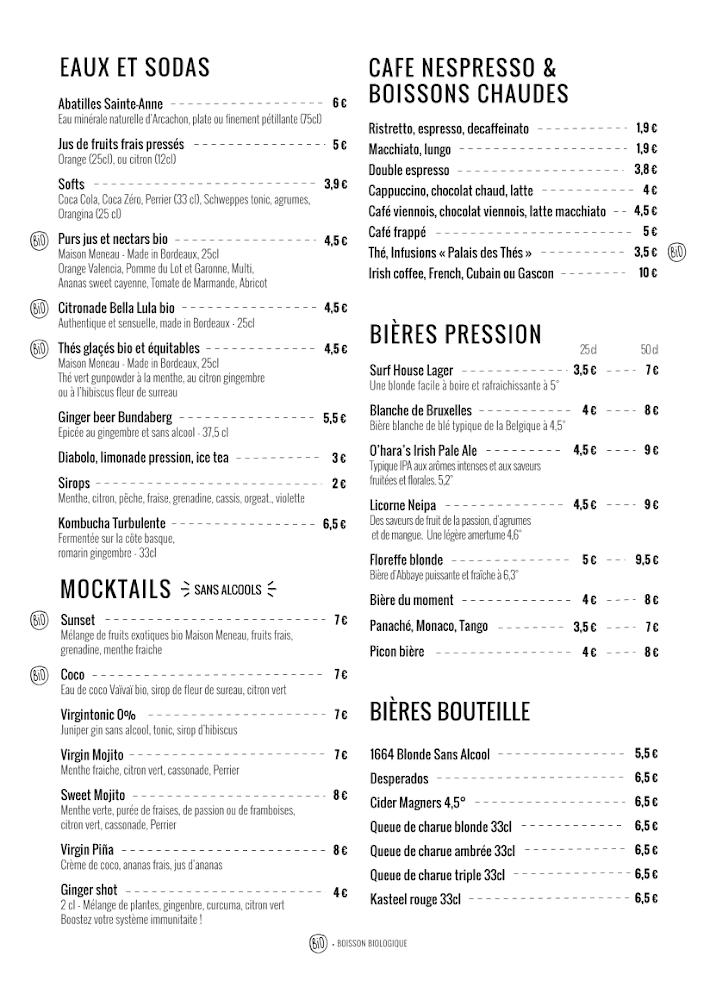 The Surf House - Scan Menu 2