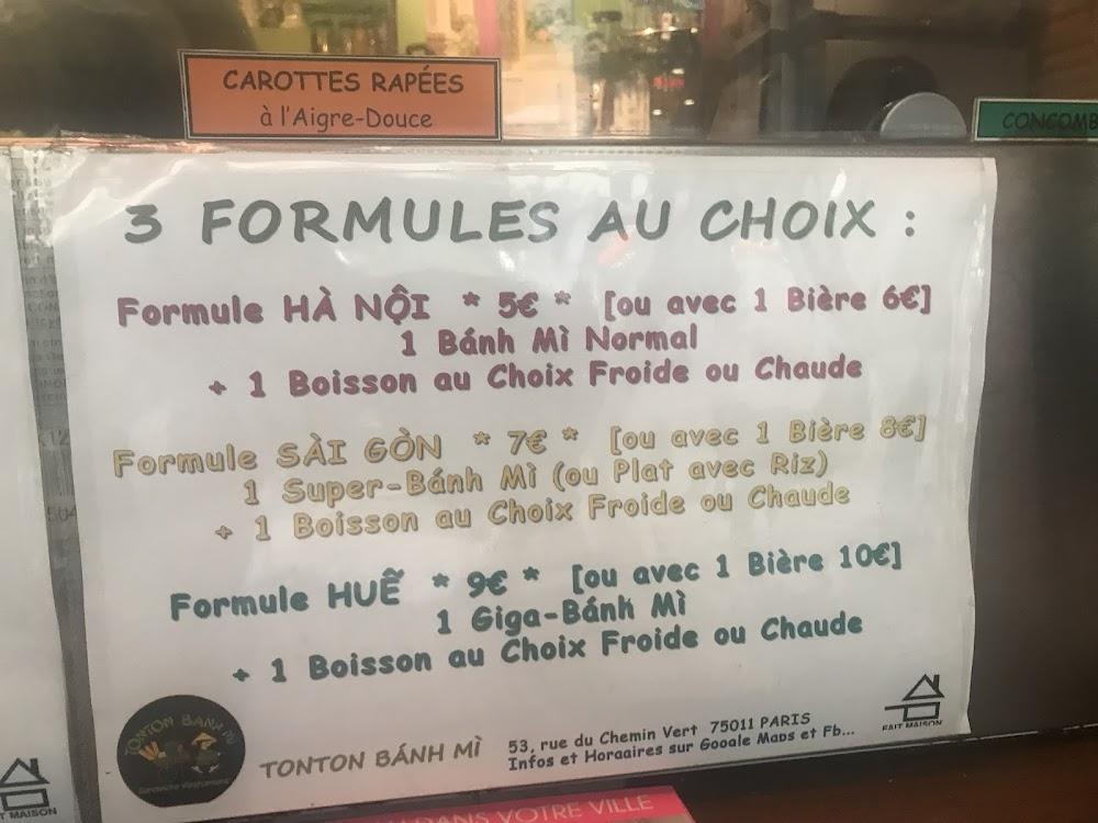 Tonton Banh Mi Sandwicherie Vietnamienne - Scan Menu 2