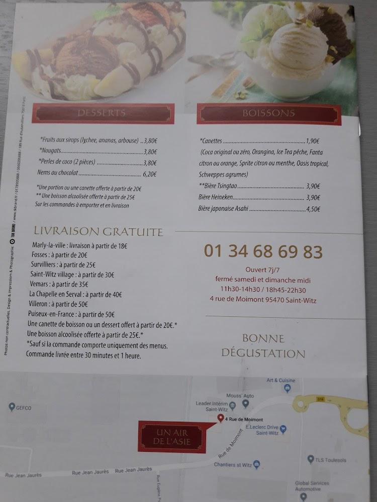 Un Air De L'asie - Scan Menu 2