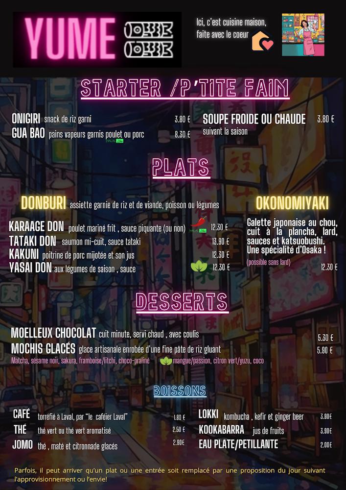 Yume - la cantine asiatique de Laval - Scan Menu 1